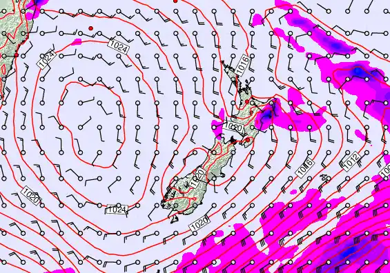 New Zealand forecast chart for Tuesday, March 31st, 2026 at 6:00 AM