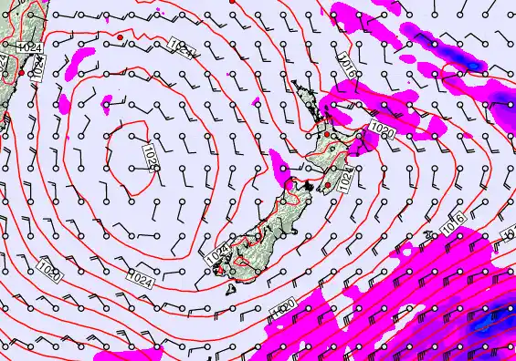New Zealand forecast chart for Tuesday, March 31st, 2026 at 12:00 PM