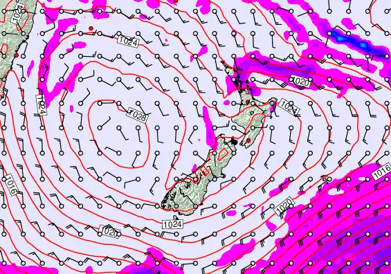 New Zealand forecast chart for Tuesday, March 31st, 2026 at 6:00 PM