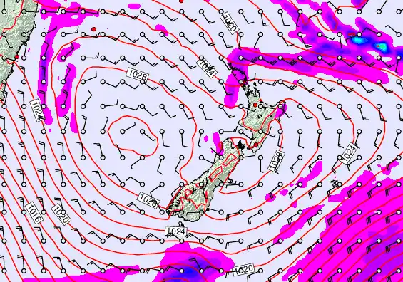 New Zealand forecast chart for Wednesday, April 1st, 2026 at 12:00 AM