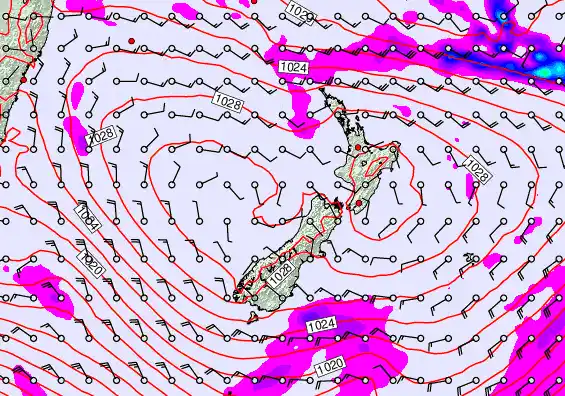 New Zealand forecast chart for Wednesday, April 1st, 2026 at 12:00 PM
