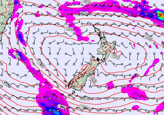 New Zealand forecast chart for Thursday, April 2nd, 2026 at 12:00 AM