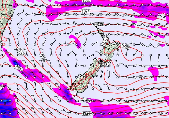 New Zealand forecast chart for Thursday, April 2nd, 2026 at 12:00 PM