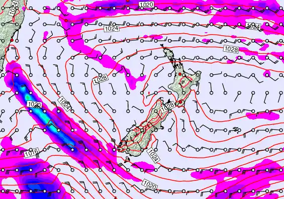 New Zealand forecast chart for Thursday, April 2nd, 2026 at 6:00 PM