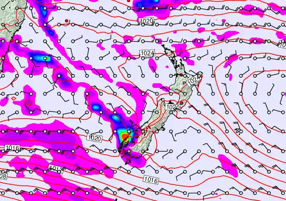 New Zealand forecast chart for Saturday, April 4th, 2026 at 12:00 AM