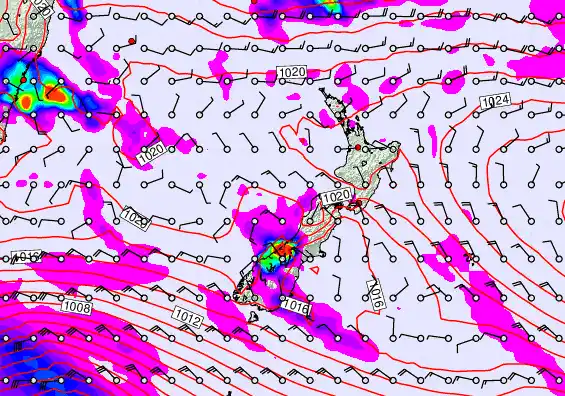 New Zealand forecast chart for Saturday, April 4th, 2026 at 12:00 PM