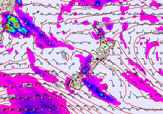 New Zealand forecast chart for Saturday, April 4th, 2026 at 6:00 PM