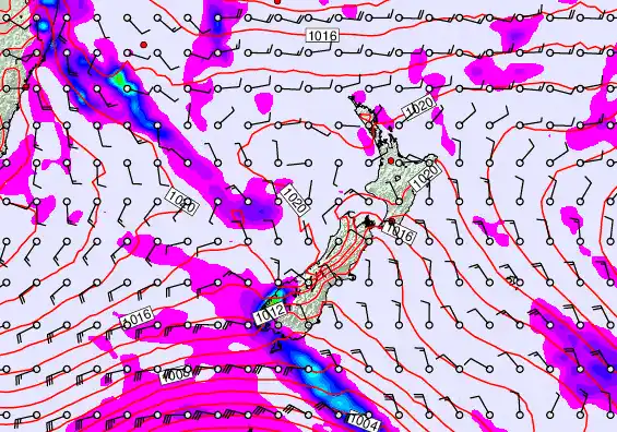 New Zealand forecast chart for Sunday, April 5th, 2026 at 12:00 PM