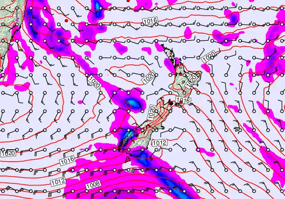 New Zealand forecast chart for Sunday, April 5th, 2026 at 6:00 PM