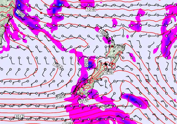 New Zealand forecast chart for Monday, April 6th, 2026 at 12:00 AM