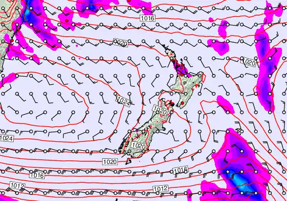 New Zealand forecast chart for Monday, April 6th, 2026 at 6:00 AM