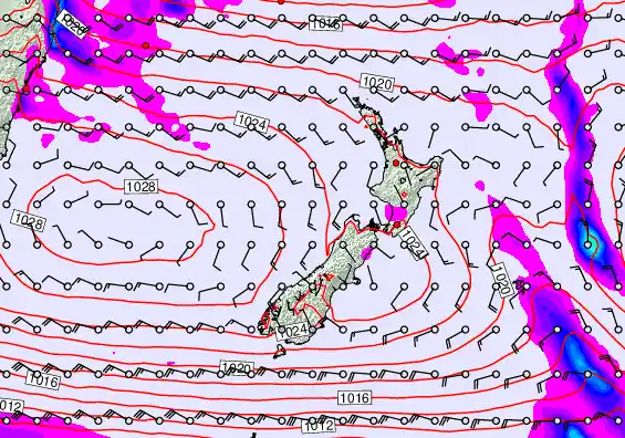 New Zealand forecast chart for Monday, April 6th, 2026 at 12:00 PM
