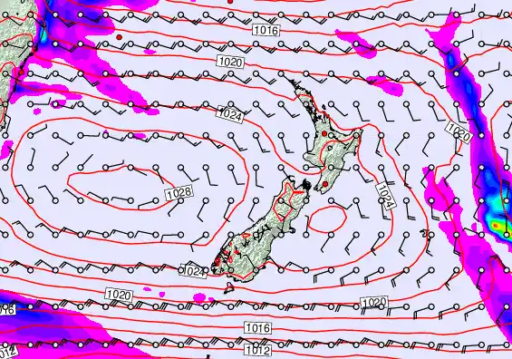 New Zealand forecast chart for Monday, April 6th, 2026 at 6:00 PM