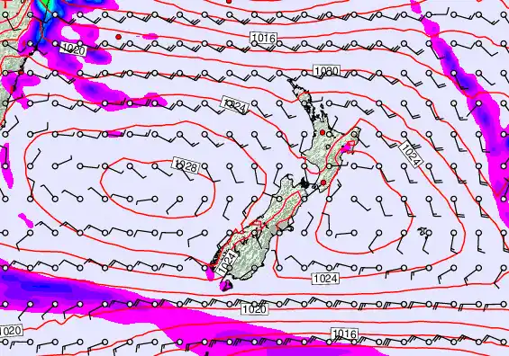 New Zealand forecast chart for Tuesday, April 7th, 2026 at 6:00 AM