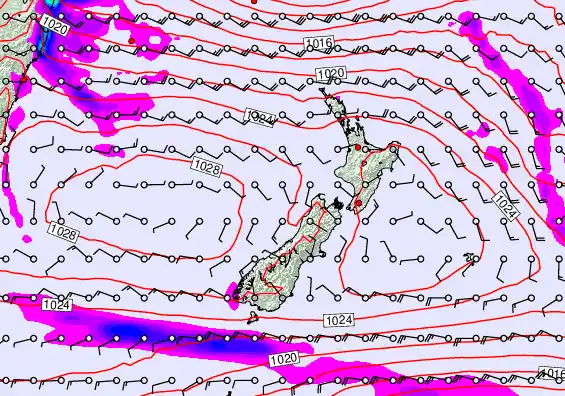 New Zealand forecast chart for Tuesday, April 7th, 2026 at 12:00 PM