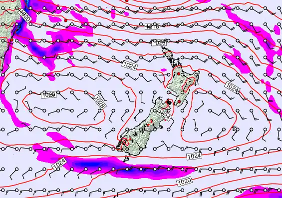 New Zealand forecast chart for Tuesday, April 7th, 2026 at 6:00 PM