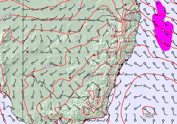 New South Wales forecast chart for Monday, March 30th, 2026 at 6:00 AM