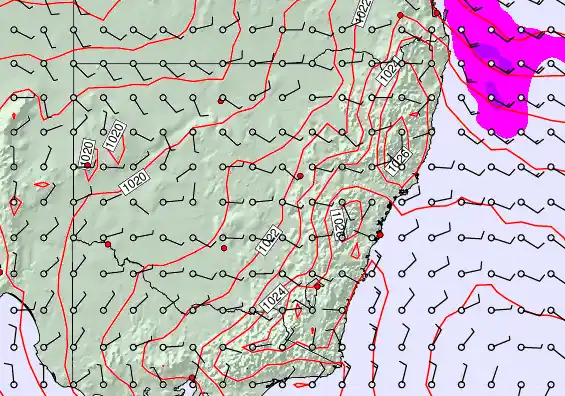 New South Wales forecast chart for Monday, March 30th, 2026 at 12:00 PM