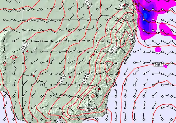 New South Wales forecast chart for Monday, March 30th, 2026 at 6:00 PM