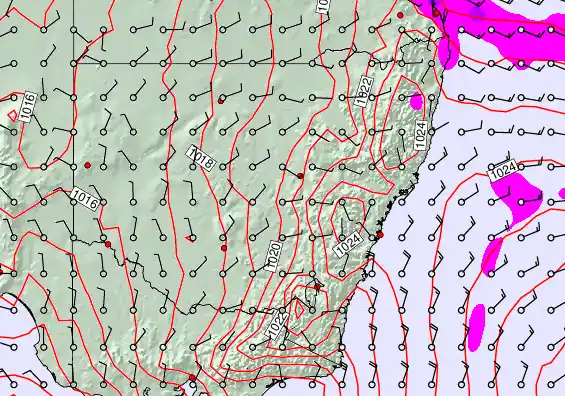 New South Wales forecast chart for Tuesday, March 31st, 2026 at 12:00 PM