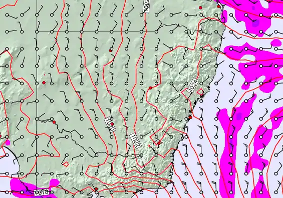 New South Wales forecast chart for Wednesday, April 1st, 2026 at 12:00 AM