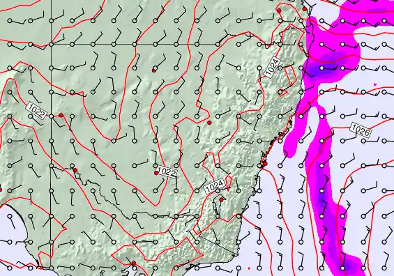 New South Wales forecast chart for Thursday, April 2nd, 2026 at 12:00 AM