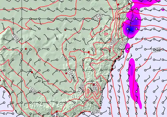 New South Wales forecast chart for Thursday, April 2nd, 2026 at 6:00 AM