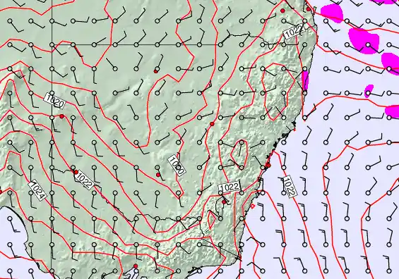New South Wales forecast chart for Thursday, April 2nd, 2026 at 6:00 PM