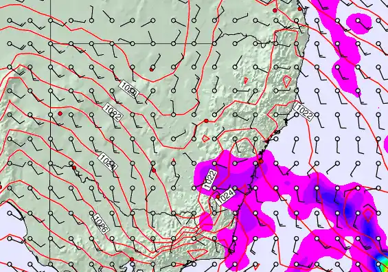 New South Wales forecast chart for Saturday, April 4th, 2026 at 12:00 AM