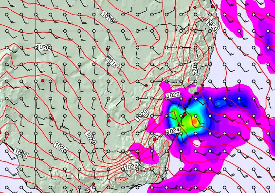 New South Wales forecast chart for Saturday, April 4th, 2026 at 12:00 PM