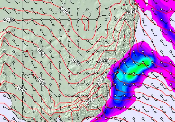 New South Wales forecast chart for Saturday, April 4th, 2026 at 6:00 PM