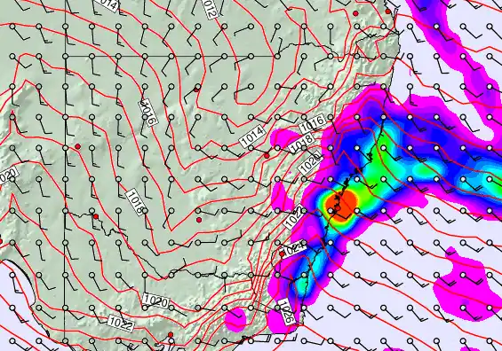 New South Wales forecast chart for Sunday, April 5th, 2026 at 6:00 AM