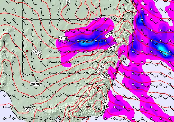 New South Wales forecast chart for Sunday, April 5th, 2026 at 6:00 PM