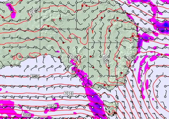 South East Australia forecast chart for Wednesday, April 1st, 2026 at 12:00 AM