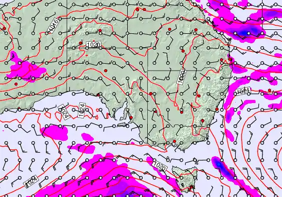 South East Australia forecast chart for Thursday, April 2nd, 2026 at 12:00 AM