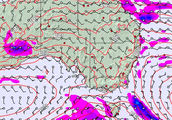 South East Australia forecast chart for Thursday, April 2nd, 2026 at 6:00 AM