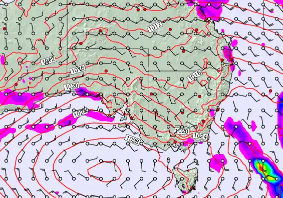 South East Australia forecast chart for Friday, April 3rd, 2026 at 6:00 AM