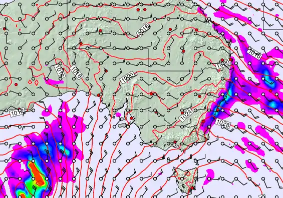South East Australia forecast chart for Sunday, April 5th, 2026 at 12:00 AM