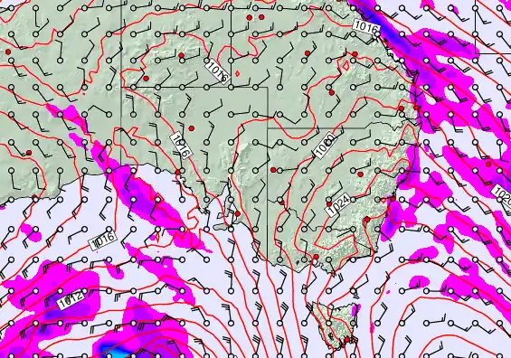 South East Australia forecast chart for Monday, April 6th, 2026 at 12:00 AM