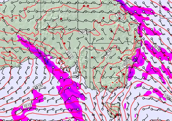 South East Australia forecast chart for Monday, April 6th, 2026 at 6:00 AM