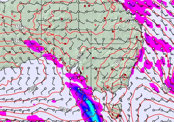 South East Australia forecast chart for Monday, April 6th, 2026 at 12:00 PM