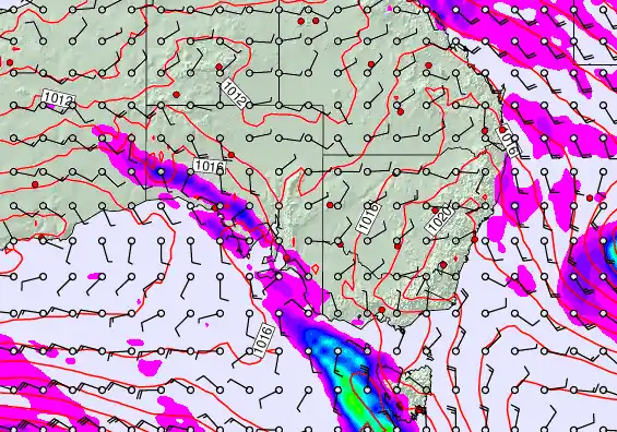 South East Australia forecast chart for Monday, April 6th, 2026 at 6:00 PM