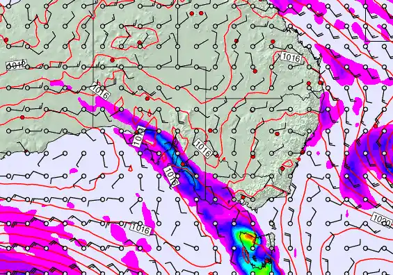 South East Australia forecast chart for Tuesday, April 7th, 2026 at 12:00 AM