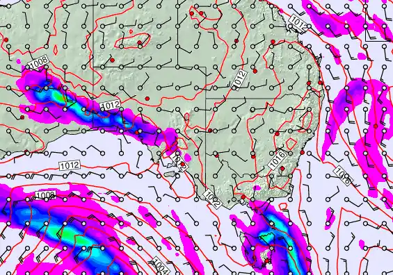 South East Australia forecast chart for Tuesday, April 7th, 2026 at 6:00 PM