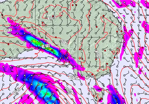 South East Australia forecast chart for Wednesday, April 8th, 2026 at 12:00 AM