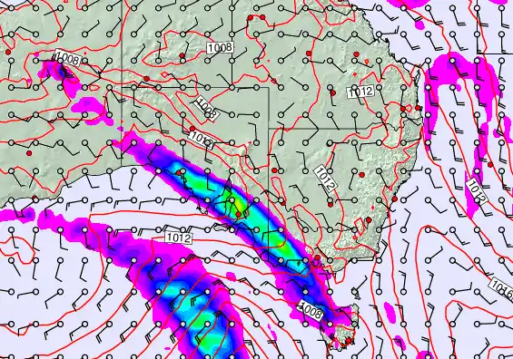 South East Australia forecast chart for Wednesday, April 8th, 2026 at 6:00 AM