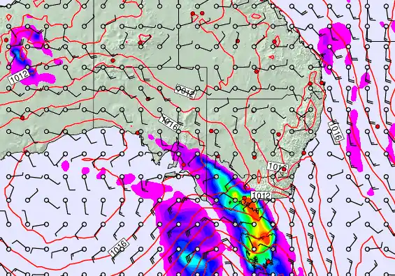 South East Australia forecast chart for Wednesday, April 8th, 2026 at 12:00 PM