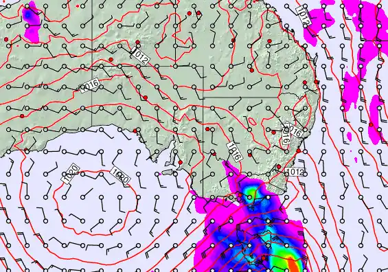 South East Australia forecast chart for Wednesday, April 8th, 2026 at 6:00 PM