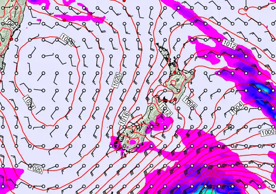 New Zealand forecast chart for Monday, March 30th, 2026 at 6:00 PM