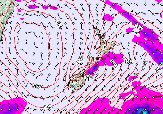New Zealand forecast chart for Tuesday, March 31st, 2026 at 12:00 AM